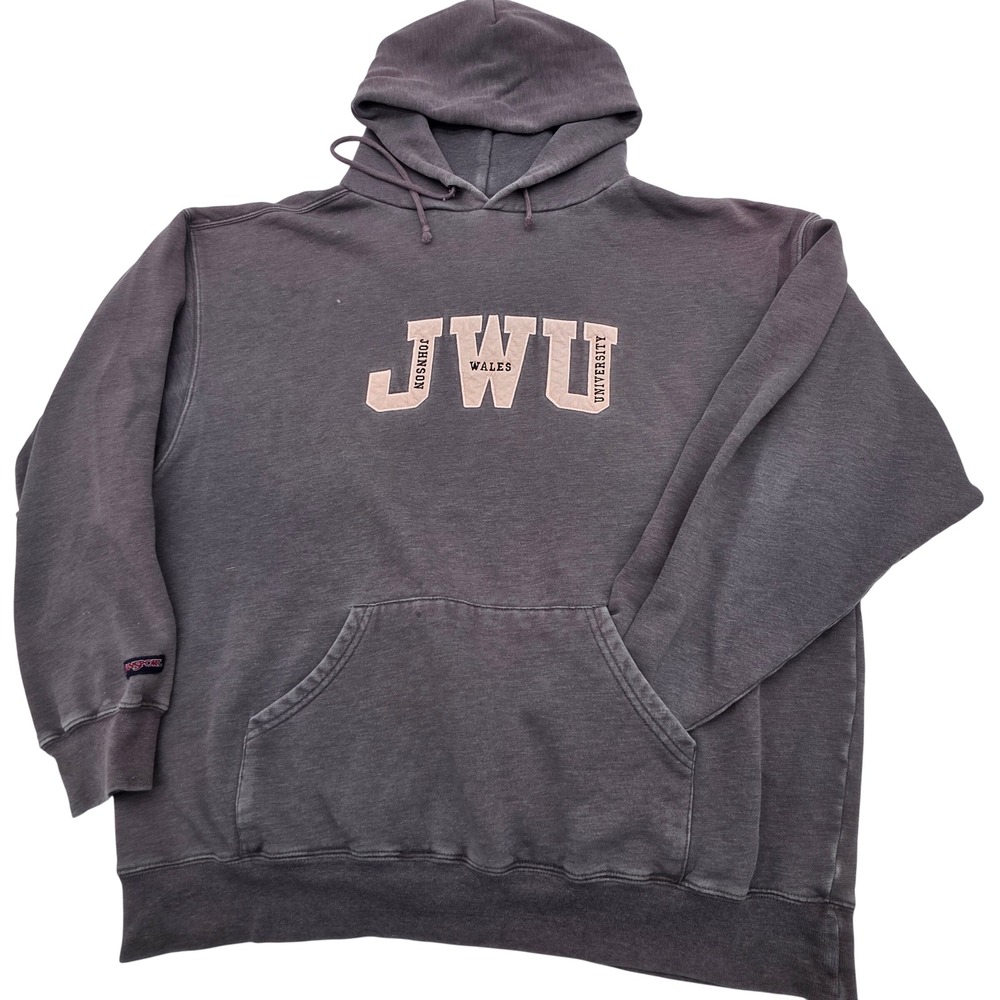 VNT Oversized Pullover Hoodie XL Gray Johnson & Wales University Athleisure Y2K